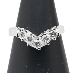 Pt850 プラチナ ダイヤ0.45ct V字 リング 指輪 レディース 12号 【中古】