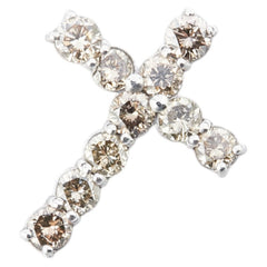 K18WG ホワイトゴールド ダイヤ1.00ct クロス 十字架 モチーフ ペンダントトップ レディース 【中古】