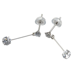 K14WG ホワイトゴールド キュービックジルコニア スイング スタッド ピアス レディース 【中古】