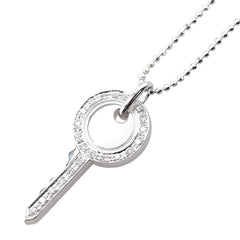 ヴァンドーム K18WG ホワイトゴールド ダイヤ0.10ct キー 鍵 モチーフ ネックレス レディース VANDOME 【中古】