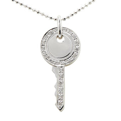 ヴァンドーム K18WG ホワイトゴールド ダイヤ0.10ct キー 鍵 モチーフ ネックレス レディース VANDOME 【中古】