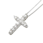Pt900 プラチナ Pt850 プラチナ ダイヤ0.30ct クロス 十字架 ペンダントネックレス レディース 【中古】