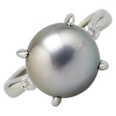 Pt900 プラチナ 黒蝶真珠12.5mm ダイヤ0.19ct リング 指輪 レディース 17号 【中古】