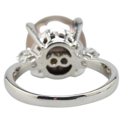 Pt900 プラチナ 黒蝶真珠12.5mm ダイヤ0.19ct リング 指輪 レディース 17号 【中古】