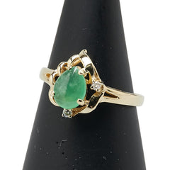 K18YG イエローゴールド ひすい ダイヤ リング 指輪 レディース 12号 【中古】