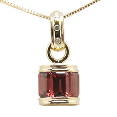 K18YG イエローゴールド ガーネット ダイヤ0.02ct ベネチアンチェーン ネックレス レディース 【中古】