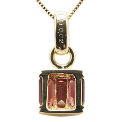 K18YG イエローゴールド ガーネット ダイヤ0.02ct ベネチアンチェーン ネックレス レディース 【中古】
