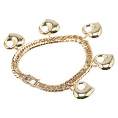 K18YG イエローゴールド ハートチャーム 喜平 ブレスレット レディース 【中古】