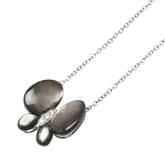 K18WG ホワイトゴールド ブラックシェル ダイヤ バタフライ 蝶 モチーフ ペンダントネックレス レディース 【中古】