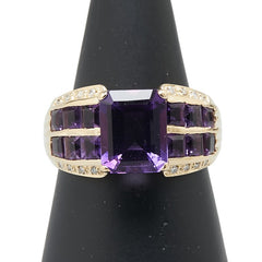K18YG イエローゴールド アメジスト4.90ct ダイヤ0.10ct リング 指輪 レディース 15.5号 【中古】