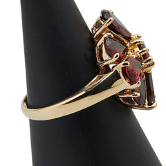 K18YG イエローゴールド ガーネット フラワー 花 モチーフ リング 指輪 レディース 15号 【中古】