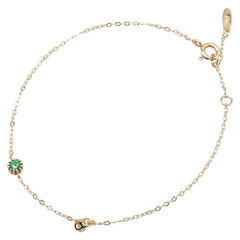 K14YG イエローゴールド グリーンガーネット ブレスレット レディース 【中古】