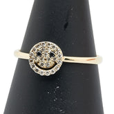 K18YG イエローゴールド ダイヤ0.15ct スマイル スマイリー モチーフ リング 指輪 メンズ 19号 【中古】