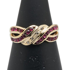 K18YG イエローゴールド ルビー ダイヤ リング 指輪 レディース 12号 【中古】