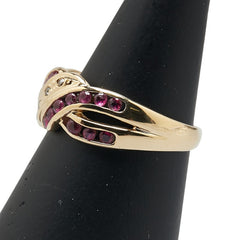 K18YG イエローゴールド ルビー ダイヤ リング 指輪 レディース 12号 【中古】