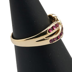 K18YG イエローゴールド ルビー ダイヤ リング 指輪 レディース 12号 【中古】