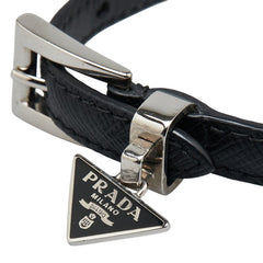 プラダ ロゴ ブレスレット ブラック サフィアーノレザー レディース PRADA 【中古】