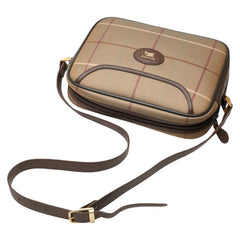 バーバリー チェック ショルダーバッグ カーキ ブラウン キャンバス レザー レディース BURBERRY 【中古】