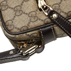 グッチ GGスプリーム 斜め掛け ショルダーバッグ 201447 ベージュ ブラウン PVC レザー レディース GUCCI 【中古】