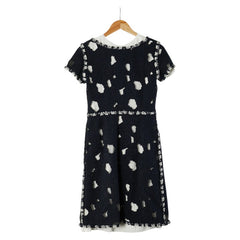 シャネル ワンピース ツイード サイズ:34 P41136W04915 ネイビー ホワイト コットン アクリル レディース CHANEL 【中古】