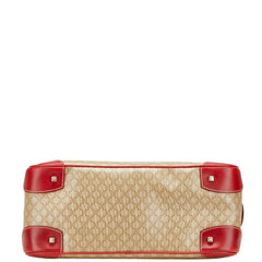 セリーヌ マカダム ハンドバッグ ブラウン レッド PVC レザー レディース CELINE 【中古】