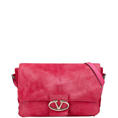 ヴァレンティノ 斜め掛け ショルダーバッグ ピンク ハラコ レザー レディース VALENTINO 【中古】