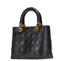 ディオール レディディオール カナージュ ハンドバッグ ショルダーバッグ 2WAY ブラック レザー レディース Dior 【中古】