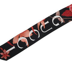 グッチ フラワー 花 ネックボウ スカーフ ブラック レッド マルチカラー シルク レディース GUCCI 【中古】