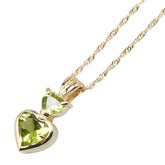ヨンドシー K18YG イエローゴールド ペリドット ハート モチーフ ネックレス レディース 4℃ 【中古】