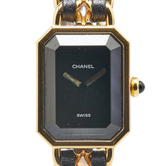 シャネル プルミエール 腕時計 不動 サイズ:L H0001 クオーツ ブラック文字盤 メッキ レザー レディース CHANEL 【中古】