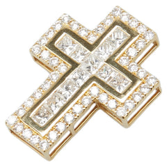 K18YG イエローゴールド ダイヤ1.50ct クロス 十字架 モチーフ ペンダントトップ レディース 【中古】