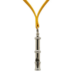 エルメス シフレ ホイッスル 犬笛 ネックレス シルバー イエロー レザー メタル レディース HERMES 【中古】