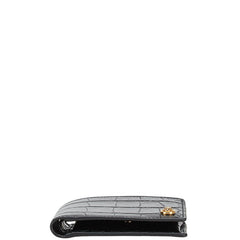 ヴェルサーチェ メデューサ クロコ型押し 二つ折り財布 ブラック レザー レディース VERSACE 【中古】