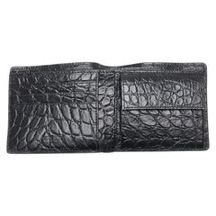 ヴェルサーチェ メデューサ クロコ型押し 二つ折り財布 ブラック レザー レディース VERSACE 【中古】