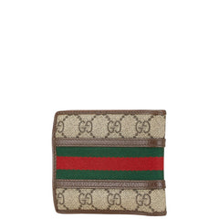 グッチ GGスプリーム オフィディア 二つ折り財布 597609 ベージュ ブラウン PVC レザー レディース GUCCI 【中古】