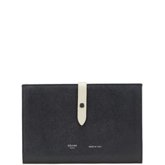 セリーヌ ラージ ストラップウォレット バイカラー 長財布 ブラック グレー レザー レディース CELINE 【中古】