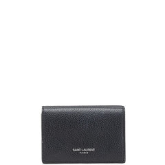 サンローラン 三つ折り財布 コンパクトウォレット ブラック レザー レディース SAINT LAURENT 【中古】