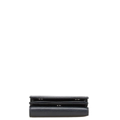 サンローラン 三つ折り財布 コンパクトウォレット ブラック レザー レディース SAINT LAURENT 【中古】
