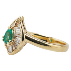 K18YG イエローゴールド エメラルド0.31ct ダイヤ0.36ct リング 指輪 レディース 9.5号 【中古】