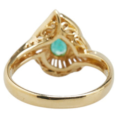 K18YG イエローゴールド エメラルド0.31ct ダイヤ0.36ct リング 指輪 レディース 9.5号 【中古】