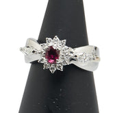 Pt900 プラチナ K18YG イエローゴールド コンビ ルビー0.43ct ダイヤ0.46ct リング 指輪 レディース 9.5号 【中古】