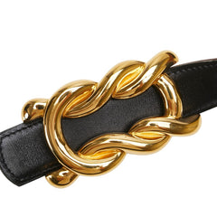エルメス アタメ ベルト 65 ブラック ブラウン ボックスカーフ クシュベル レディース HERMES 【中古】