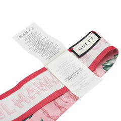 グッチ フラワー 花柄 ネックボウ スカーフ 631432 ピンク マルチカラー シルク レディース GUCCI 【中古】