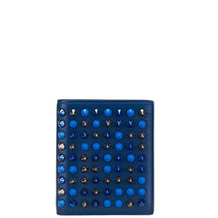 クリスチャンルブタン スタッズ 二つ折り財布 ブルー ネイビー レザー メンズ Christian Louboutin 【中古】