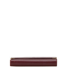 カルティエ マストライン がま口 三つ折り財布 ワインレッド レザー レディース CARTIER 【中古】