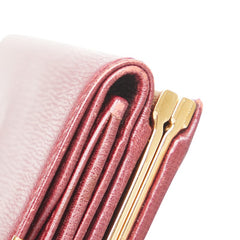 カルティエ マストライン がま口 三つ折り財布 ワインレッド レザー レディース CARTIER 【中古】