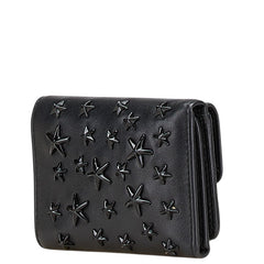 ジミーチュウ スタースタッズ 三つ折り財布 コンパクトウォレット ブラック レザー レディース JIMMY CHOO 【中古】