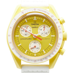 オメガ ×スウォッチ ムーンスウォッチ MISSION TO THE SUN 腕時計 SO33J100 クオーツ イエロー文字盤 セラミック ナイロン メンズ OMEGA 【中古】