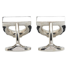 サルヴァトーレフェラガモ ガンチーニ カフス シルバー ブラック メタル レザー メンズ Salvatore Ferragamo 【中古】