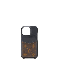 ルイ ヴィトン モノグラム バンパー iphone 13PRO スマホケース M81224 ブラック ブラウン レザー レディース LOUIS VUITTON 【中古】